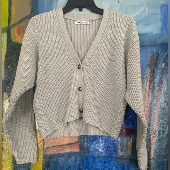 Reformation Gray Cardigan Sweater - Picture 1 of 13